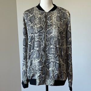 Kori America size Medium snake skin look bomber zip up jacket mob wife outwear